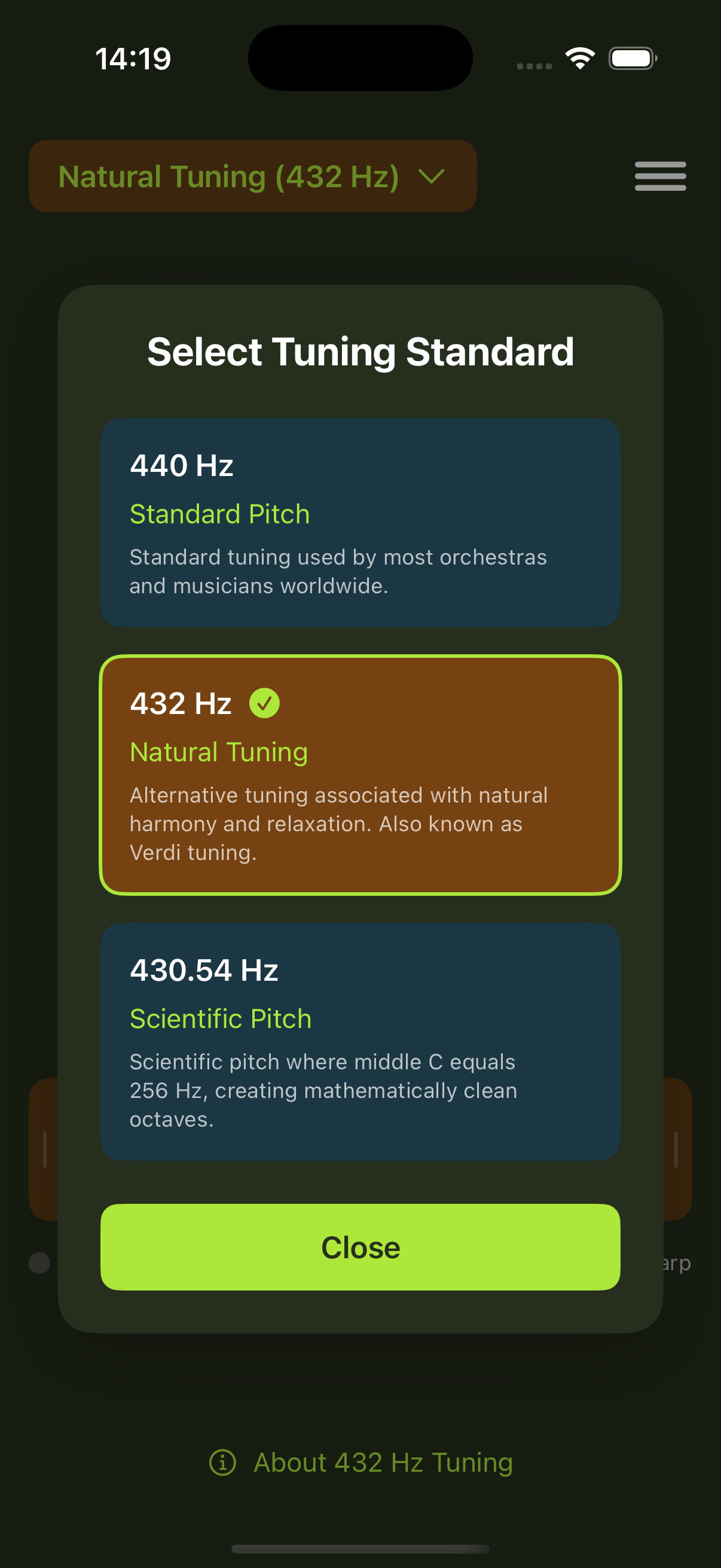 432 Hz Guitar Tuner Screenshot 2