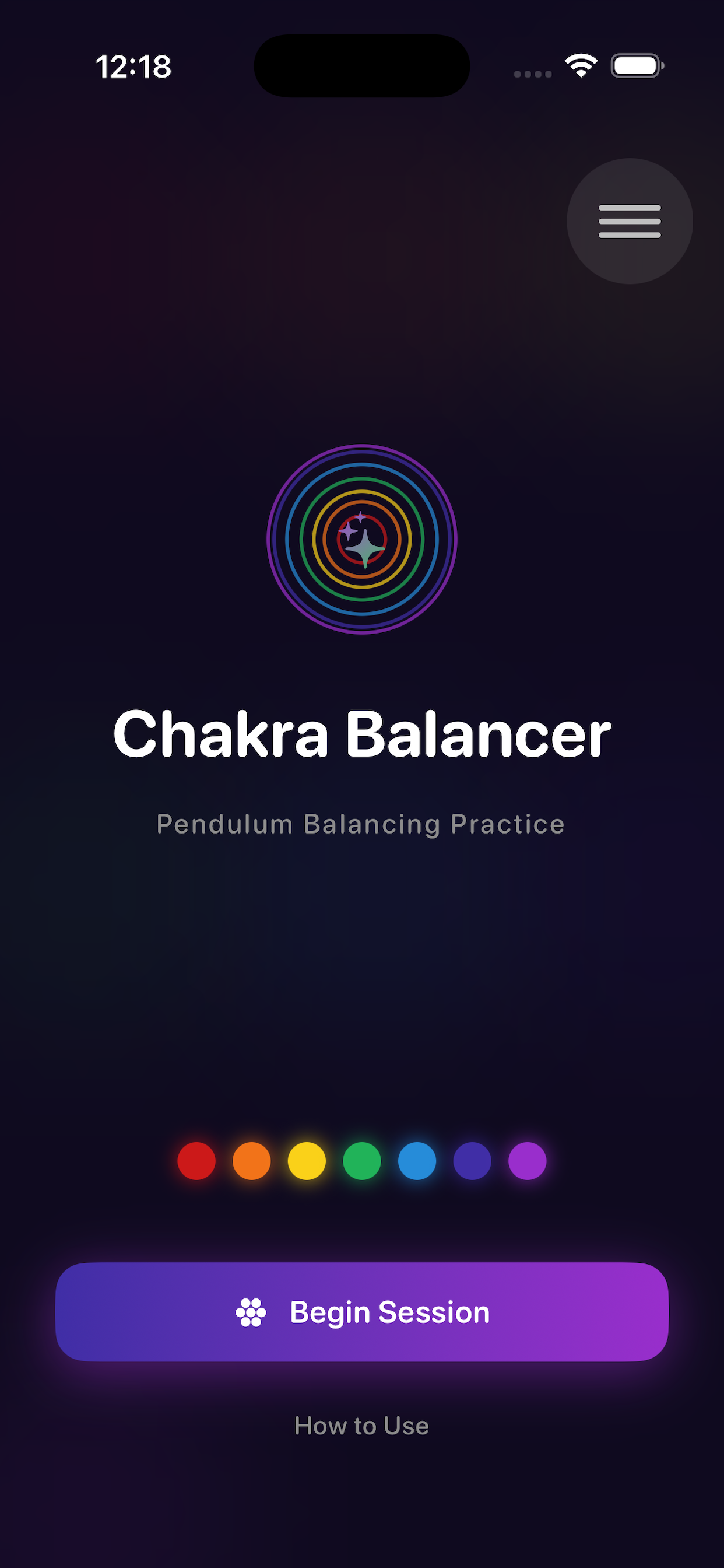 Chakra Balancer - Session View