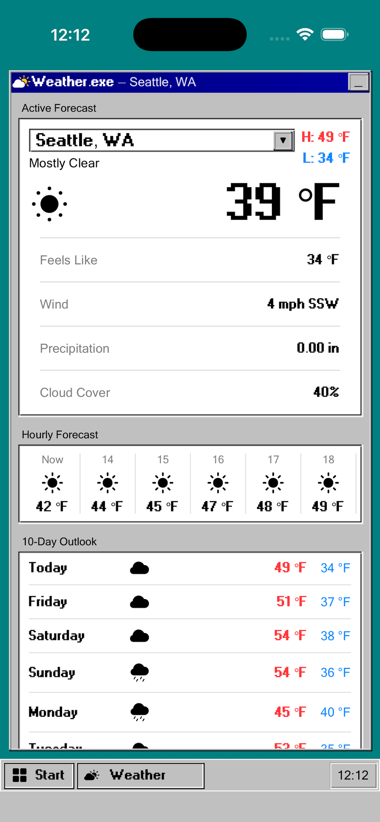 Weather.exe - Main Forecast View